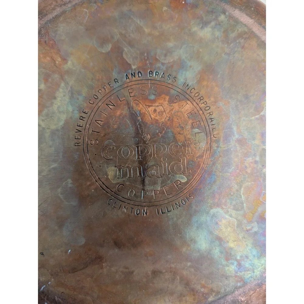 Vintage Revere Copper Maid Stainless Steel Saucepan with Lid Copper Bottom 1 Qt